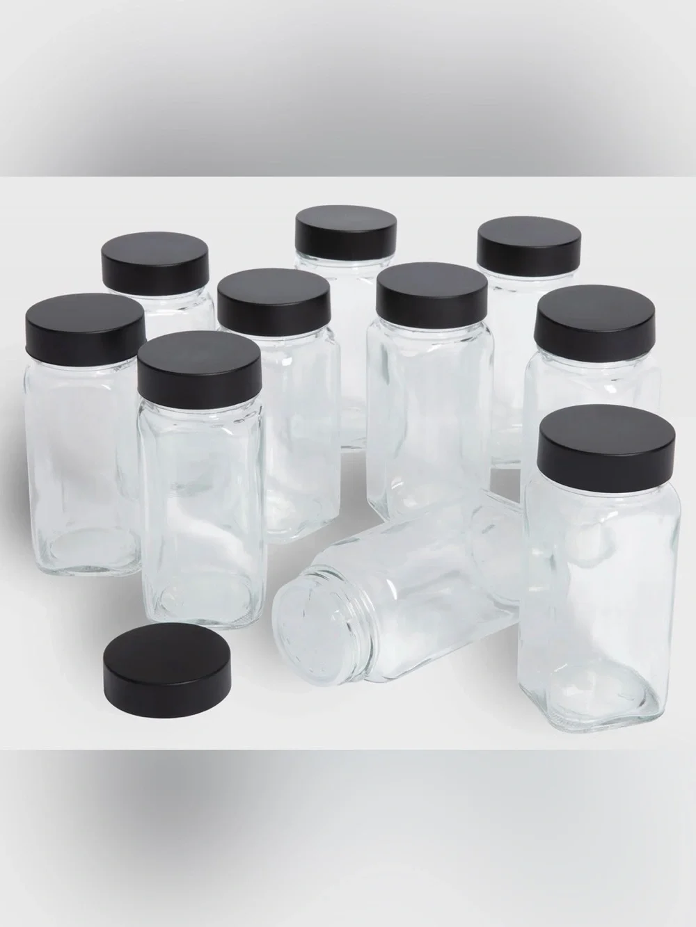 NWT Neat Method Glass Spice Jars - Set of 10 - Matte Black